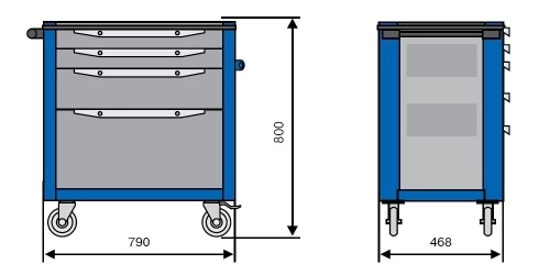 Тележка инструментальная ToollBox TBS-4 (синяя)